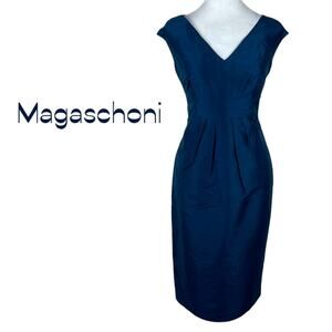 Magaschoni Deep Blue V-Neck Dress